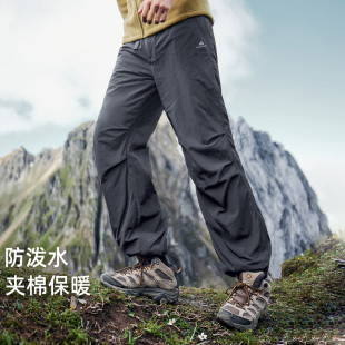 休闲加绒宽松伞兵裤 拓路者运动户外夹棉防泼水阔腿裤 秋冬男士