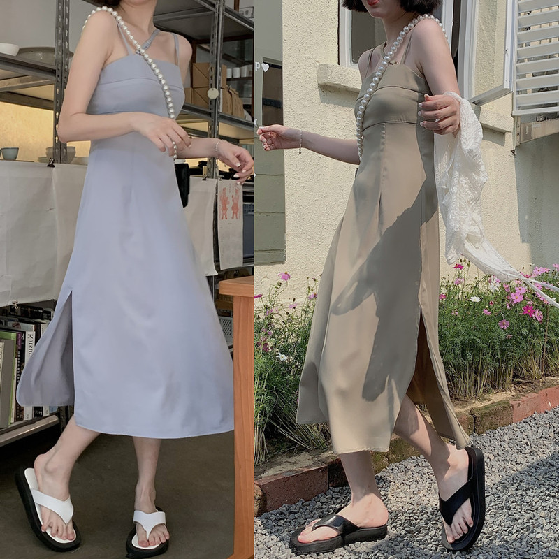 Real price dress women's design feeling inclined belt sleeveless vest skirt bottom skirt summer