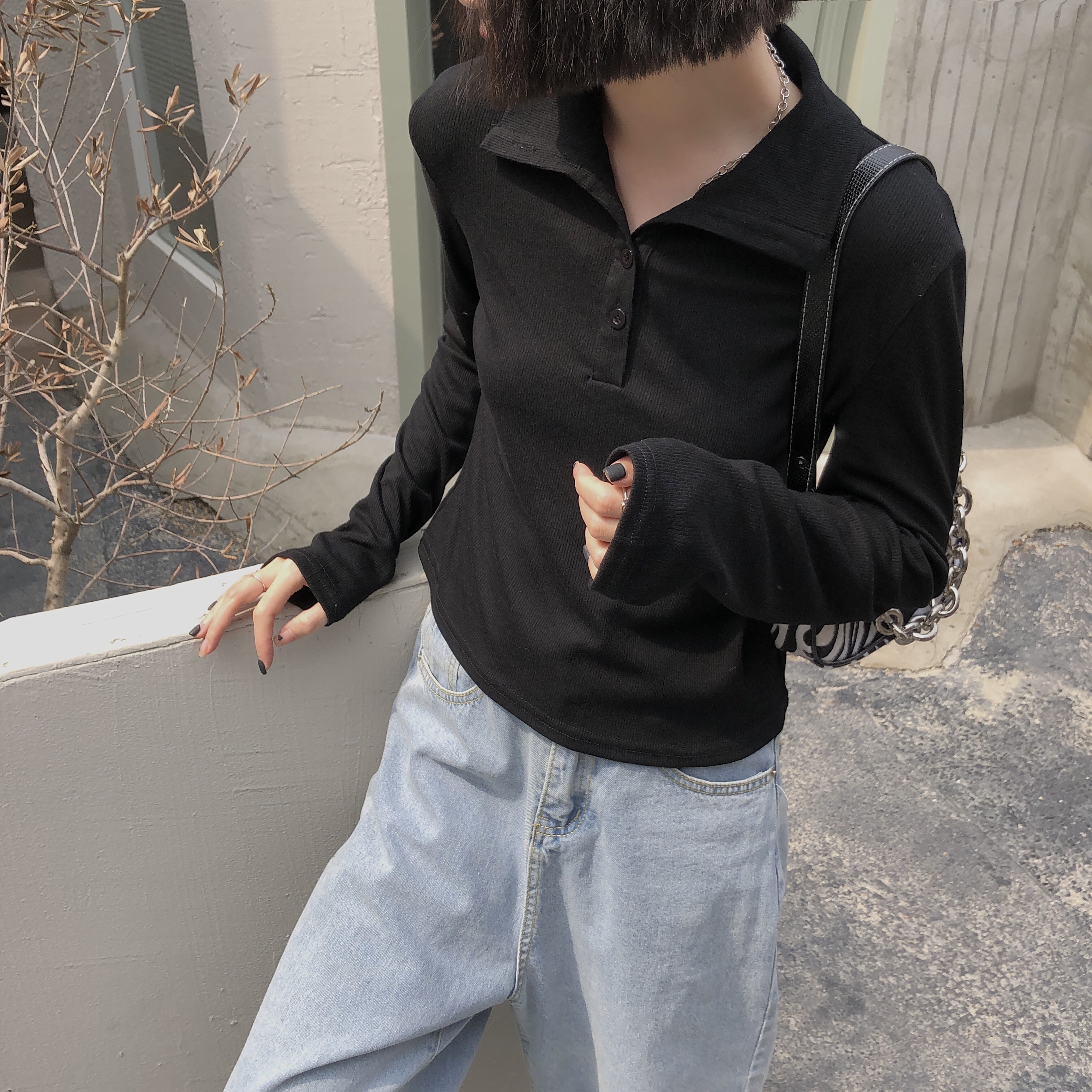 Real shot and real price short high collar with breasted design