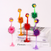 鸵鸟笔动物笔造型毛绒笔圆珠笔学生文具刷题抽象毛球笔奖品小礼物