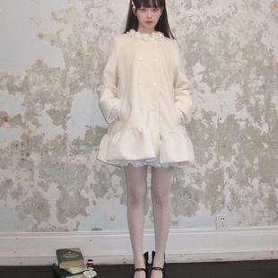 斗篷双排扣毛呢外套 新中长款 南西 千金高级感花苞大衣女2024冬季