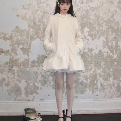 花苞中长款毛呢外套千金斗篷大衣