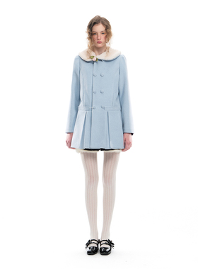 Romance Nanci1.4日20点 蓝色百褶毛呢大衣