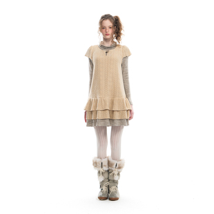 Romance Nanci 堆堆领假两件连衣裙古早感宽松冬季内搭裙子