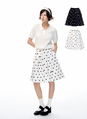Romance Nanci 复古赫本黑白经典两色波点蓬蓬A字半身裙