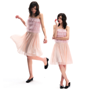 压褶半身裙 轻盈飘逸粉色蓬蓬伞裙显瘦中长款 Romance nanci