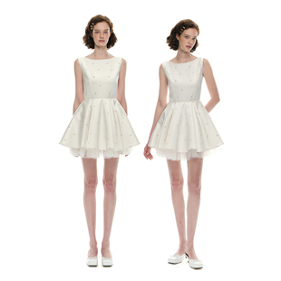 碎花连衣裙 光泽缎面收腰公主蓬蓬裙无袖 Romance Nanci3.26日20点