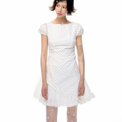 Romance Nanci 泡泡袖A字收腰显瘦甜美波点连衣裙公主纱裙