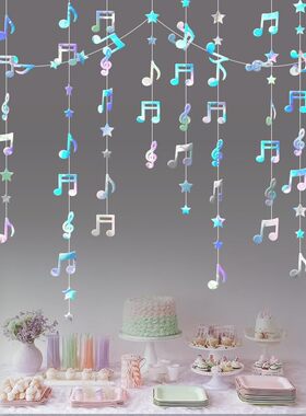 幼儿园音乐教室墙壁吊饰音符拉花