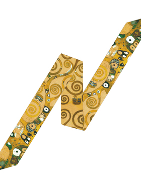 克里姆特油画丝巾生命之树绑包手柄丝带女士小领巾金黄色发带头巾