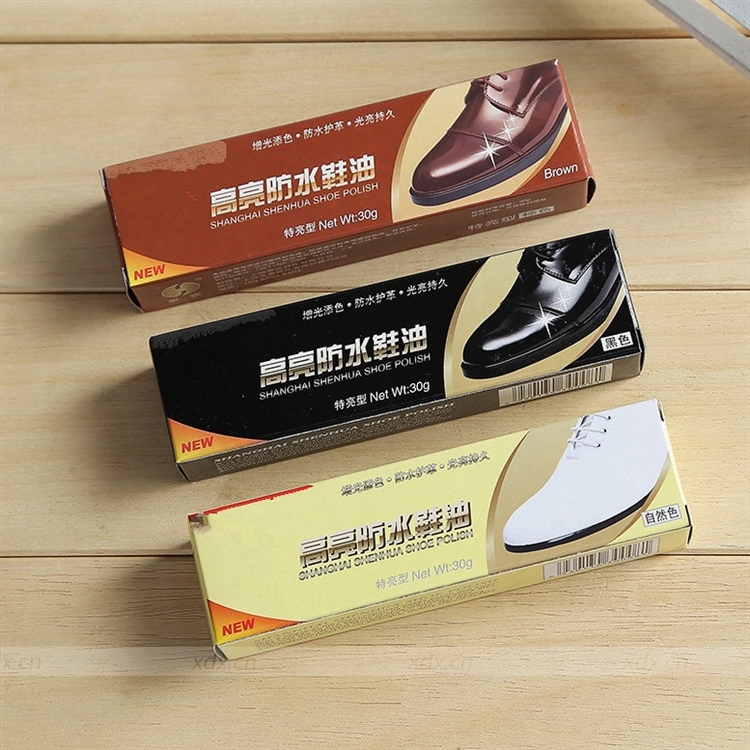 皮鞋油黑色棕色自然色 無色護理鞋油上光去污持久光亮固體白色