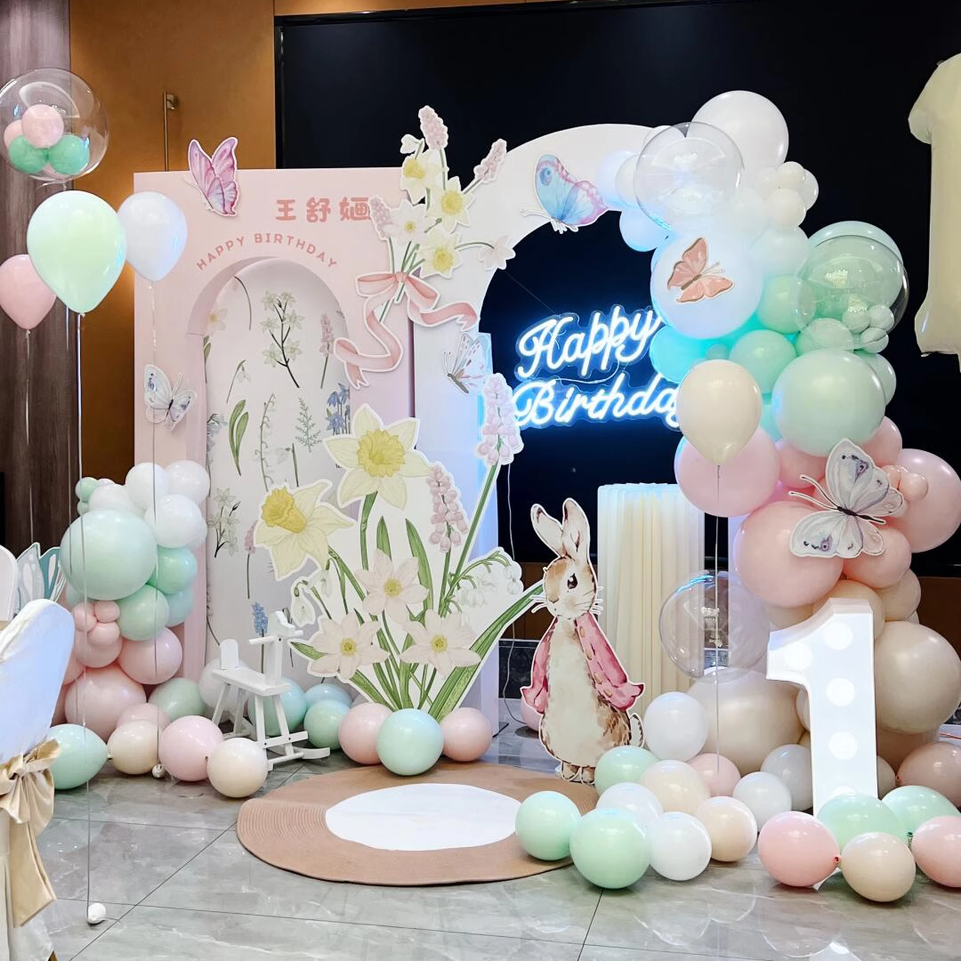 ins女宝宝周岁生日背景布置莫奈花园宝宝宴定制背景墙