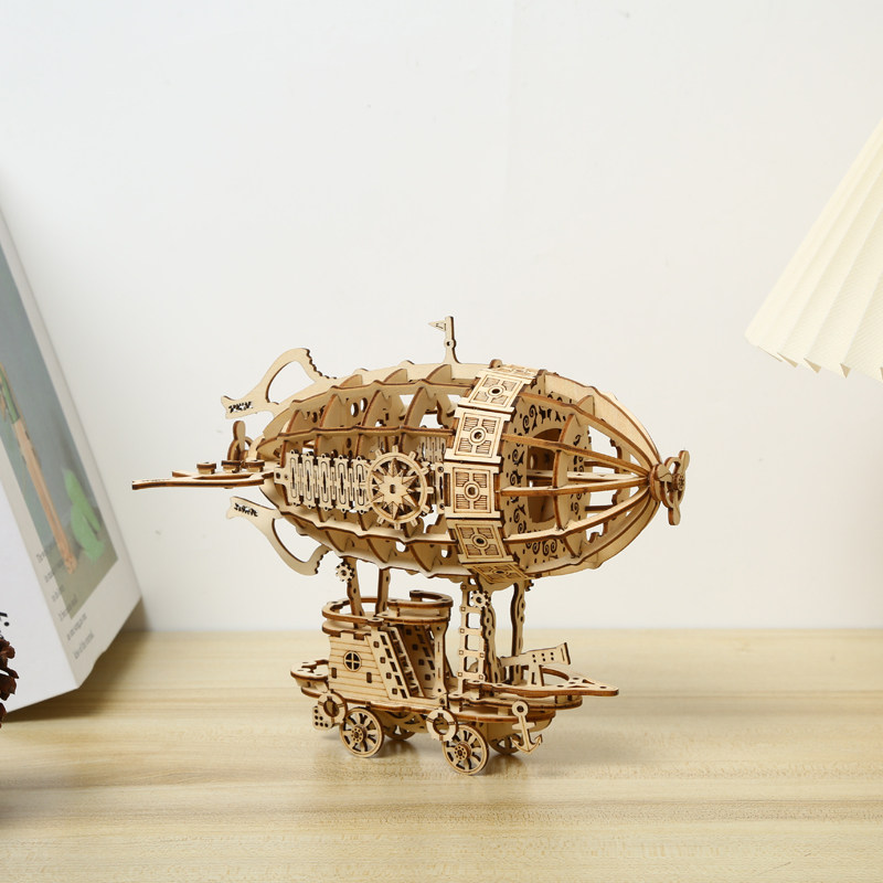 飞艇3d立体拼图模型木质拼装积高难度手工儿童益智玩具礼物