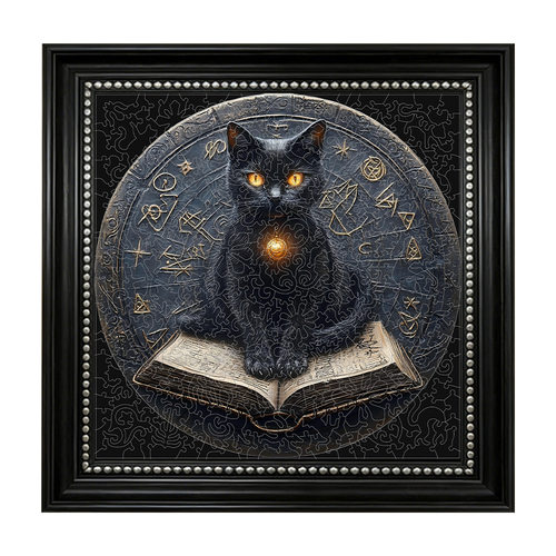 魔法玄猫黑猫书本异形木质拼图隐藏特殊小片高难度益智解压创意礼