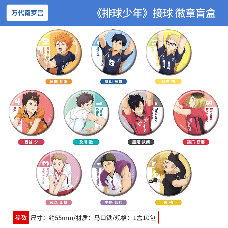 日本正版 排球少年 接球 吧唧徽章盲盒 日向翔阳 月岛萤 周边谷子