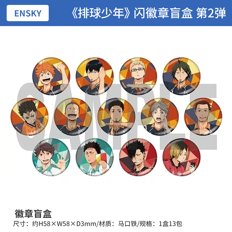 日本正版 排球少年 闪徽章盲盒 第2弹  周边谷子