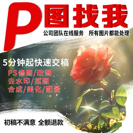 专业p图精修图ps无痕修改数字批照片去水印文字扣图片处理ps修图