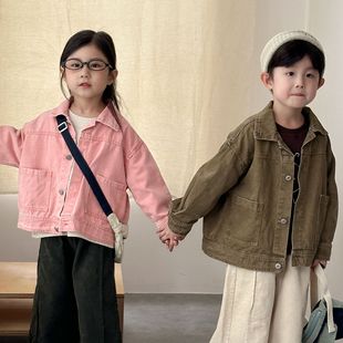 儿童宽松拉链牛仔外套春秋款 男童夹克宝宝上衣 2025新款 女童秋装
