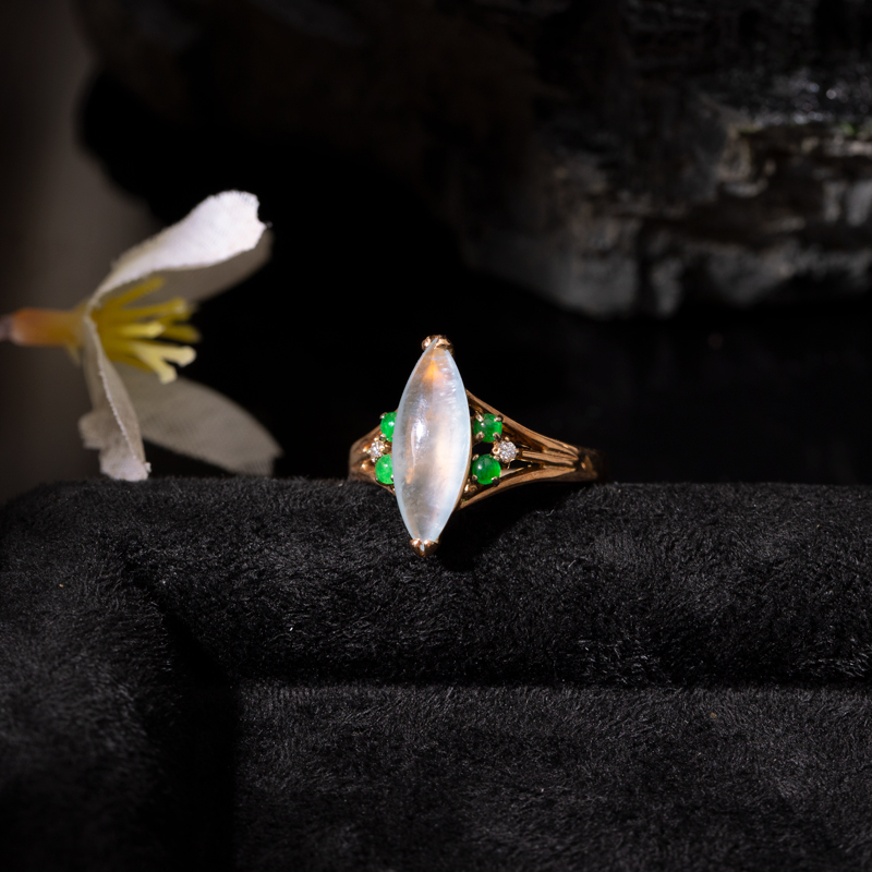 翡翠戒指纯天然缅甸翡翠14k