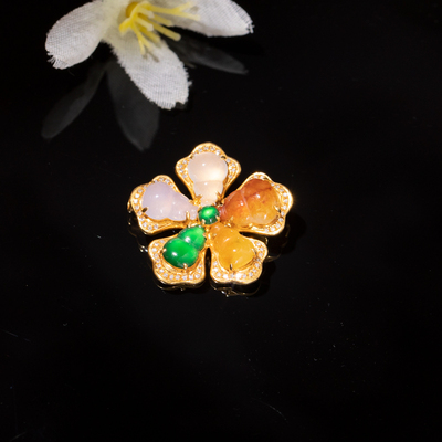 翡翠五葫芦缅甸翡翠18k金