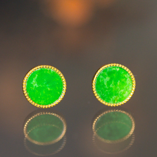 翡翠耳钉天然缅甸简约百搭精致