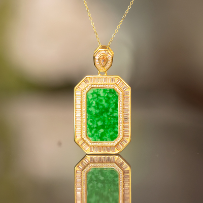 天然缅甸玉翡翠平安无事牌吊坠