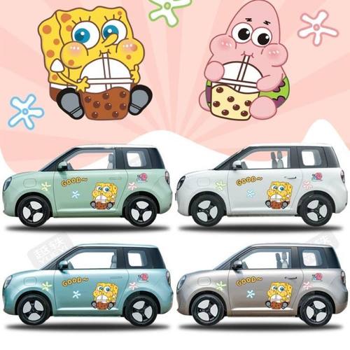 五菱mini长安糯玉米车贴卡通海绵宝宝贴画派大星汽车可爱装饰贴纸