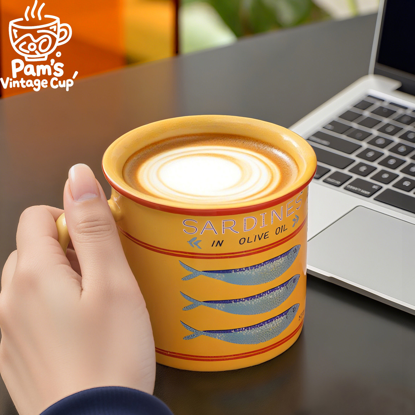 时尚咖啡杯的帕~复古创意鱼罐头马克杯ins风釉下彩高颜值水杯~