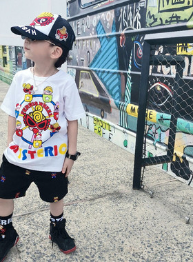 2025春夏季新款潮T恤游乐场主题卡通亲子上衣男女儿童纯棉T圆领衫