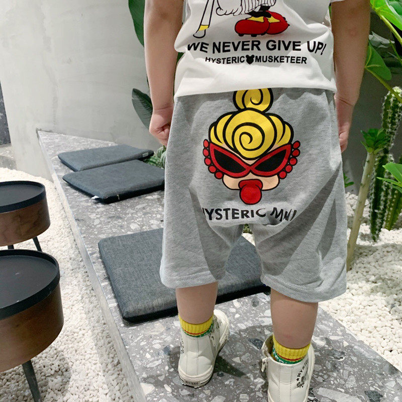 男童女童纯棉卡通中裤2025夏季新款儿童时尚休闲短裤哈伦裤