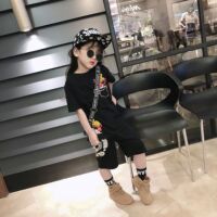 男女儿童卡通全家T套装2025春夏新款潮亲子两件套纯棉T恤搭配裤子