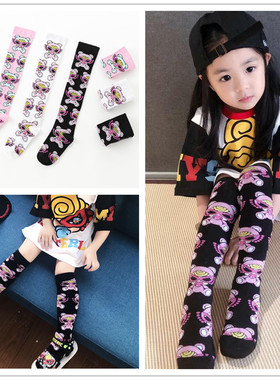 女童百搭长筒袜2025春夏新款潮儿童时尚卡通纯棉弹力秋冬高筒袜子