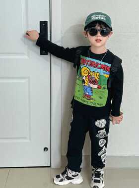 女童长袖T恤2025新款潮男童打底衫时尚洋气可爱纯棉儿童上衣秋装