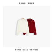 BRAID 冬季 羊毛衫 衣长55圆领100绵羊毛镂空花边女款