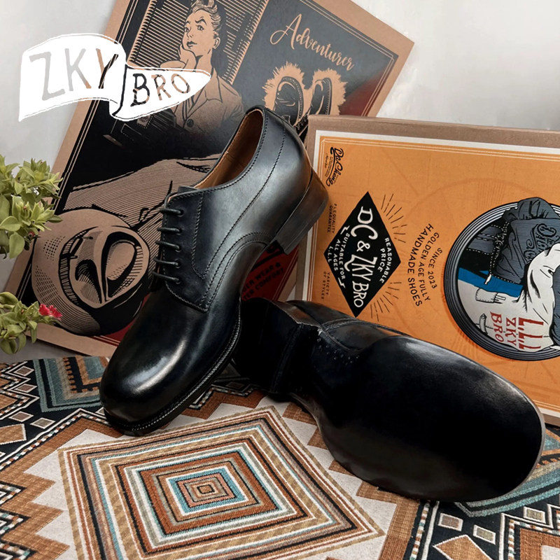 ZkyBro Lot.101 纯手工缝制 30s navy service shoe