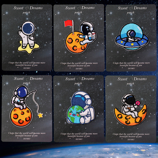 自粘宇宙星球宇航员布贴修补裤子衣服时尚DIY手账白塔装饰补丁贴