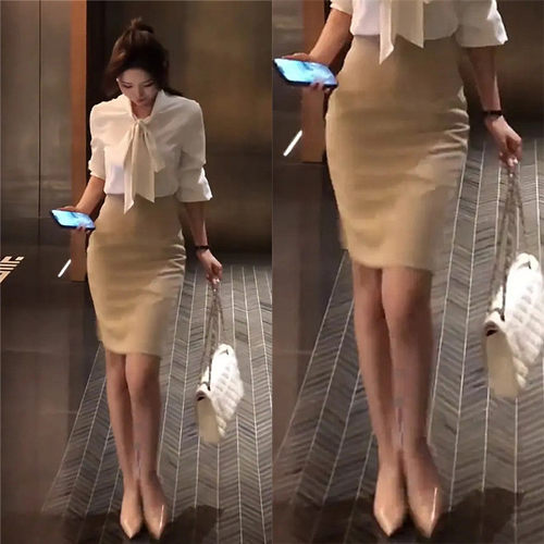 短裙包臀裙职业风后开叉弹力半裙