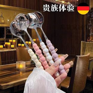 塑料手柄调羹心吃饭勺小汤勺不锈钢勺子家用仿珍珠不锈钢勺子