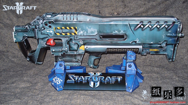 纸拼图 3D纸模型现代兵器星际争霸2人族高斯步枪模型特价