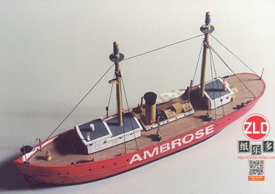 纸拼图1比25 Ambrose航路标志灯船纸模3D立体军舰纸模型手作DIY