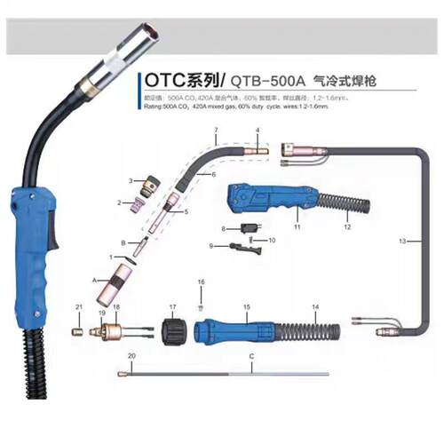 新款系列二保焊枪CPVE/S-400/500气保焊机350加长焊把线3/包邮