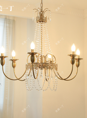 全美一丁法式复古吊灯高级感水晶客厅灯美式中古风餐厅卧室蜡烛灯