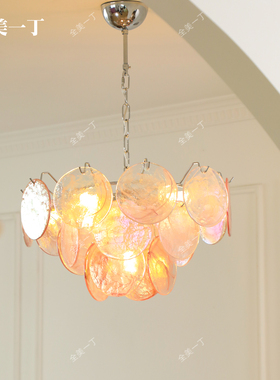 全美一丁意大利murano穆拉诺法式复古彩色圆盘玻璃客厅餐厅卧室灯