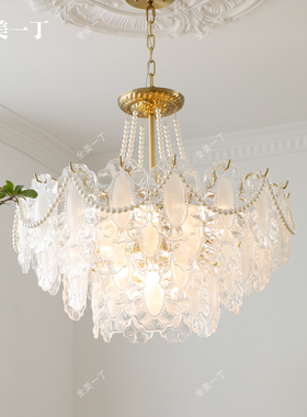 全美一丁 法式吊灯客厅灯现代简约大气2023新款轻奢水晶主卧室灯