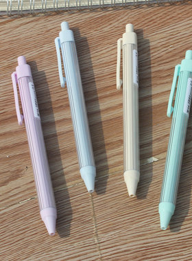 天卓32960按动中性笔速干st精细笔头柔雾朦胧方杆条纹彩色水笔0.5