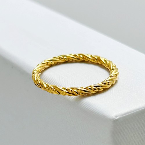 越南沙金麻花戒指女款2mm窄面素圈指环食指戒韩版小众设计饰品