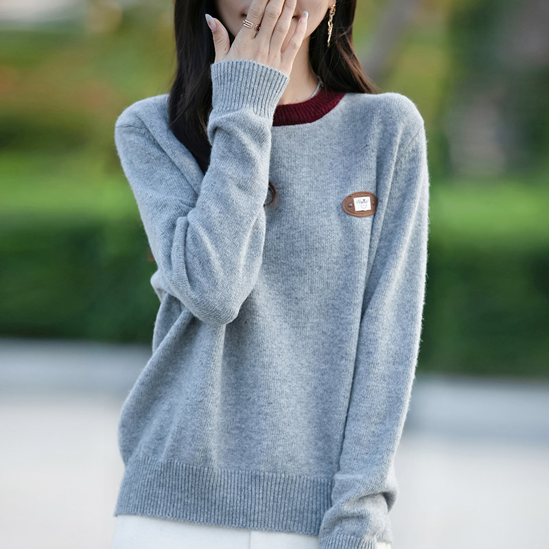 红色假两件减龄打底衫女2026新款春秋内搭加大码女装秋冬针织毛衣