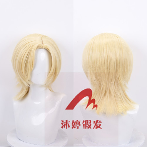 沐婷 虚拟偶像 PLAVE 韩诺亚cos假发 NOAH 侧分长头皮 金黄色