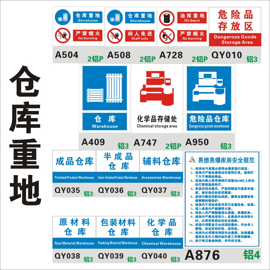 仓库重地标志标识牌 油库重地严禁烟火闲人免进半成品危险化学品存储处辅料原材料包装易燃易爆库房安全上海