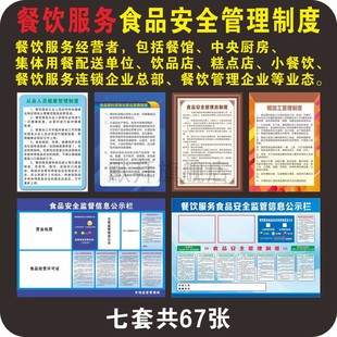 餐饮服务单位食品安全管理制度 牌挂图 饭酒店餐馆管理企业连锁配餐饮品糕点店 连锁企业 中央厨房 公示监督